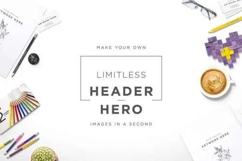创意桌面办公文具场景设计素材Custom Hero  Header Constructor