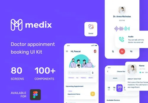 医生在线语音视频咨询移动APP界面UI素材 Medix UI Kit