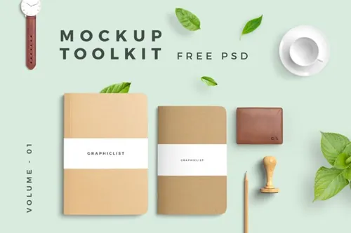 时尚简约文具品牌VI提案PSD贴图模板Mockup Toolkit Vol-01