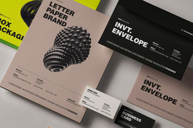 高质量企业文具品牌VI设计贴图样机模板 Corporate