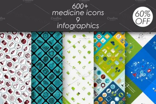 医学图标套装 Medicine 600 icons 9 infographic
