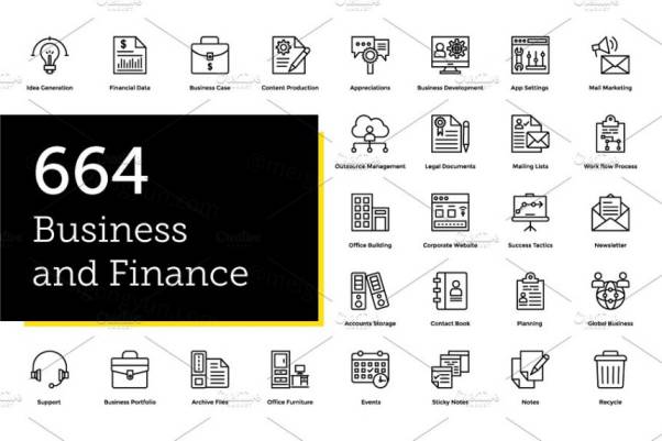 商业金融线型图标 664 Business and Finance Line I