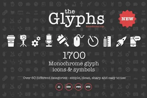 图形效果的图标素材 The Glyphs 1700 icons amp;amp;
