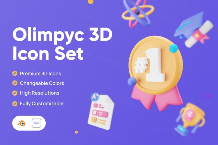 三维渲染卡通学校奥林匹克竞赛数学物理化学插画素材 Scien