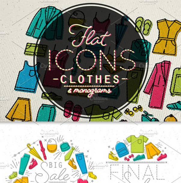 扁平化的服装图标 Flat clothes icons