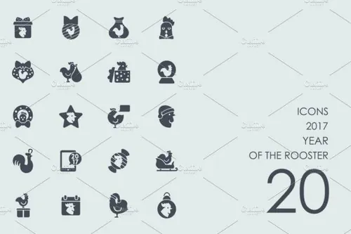 鸡年鸡主题的图标 2017 year of the rooster icons