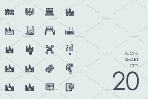 智慧城市主题图标 Smart city icons