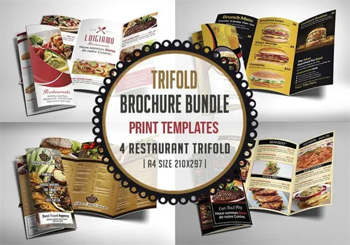 餐馆菜单折页传单模板 Restaurant-Menu-Trifold-Bundle