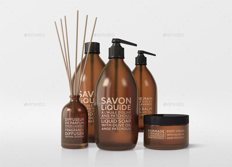 琥珀色化妆品包装模型PSD贴图模板Natural Cosmetic Packaging MockUps3