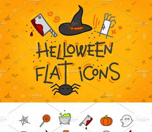 万圣节扁平化图标素材 Halloween flat icons
