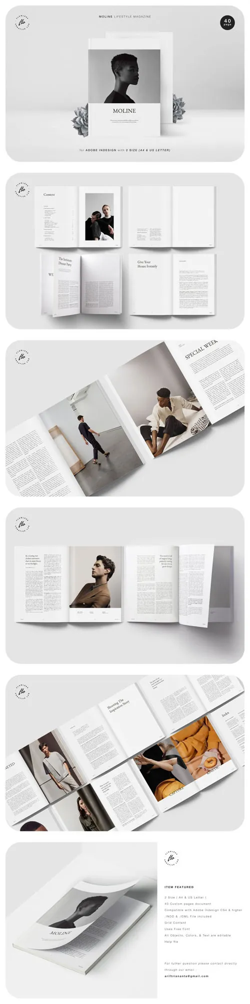 MOLINE时尚生活摄影杂志设计模板 MOLINE Lifestyle Magazine 3690614