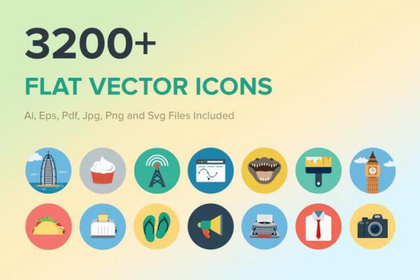 扁平化矢量图标 3200  Flat Vector Icons