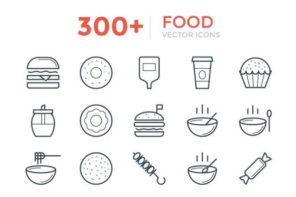 食物图标 300  Food Vector Icons