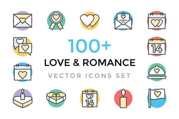 爱和浪漫相关的图标 100  Love and Romance Vector I