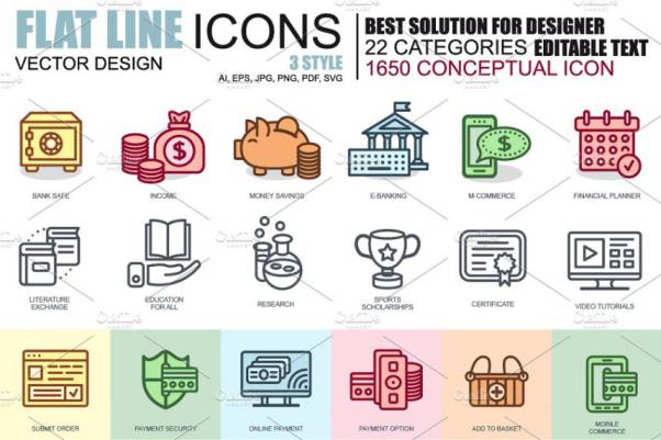线型图标 1650 Line Icons Bundle