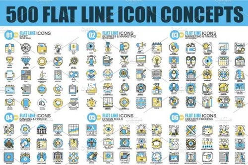 扁平化线型概念创意图标 Pack Flat Line Icons