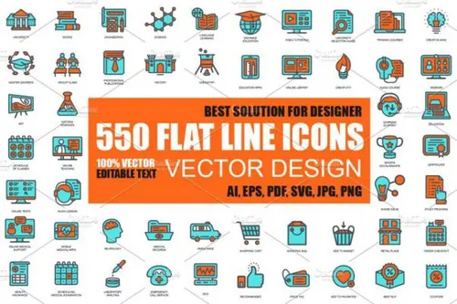 扁平化的线型图标素材 Flat Line Web Icons