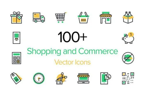 购物和电商图标 100  Shopping and Commerce Icons