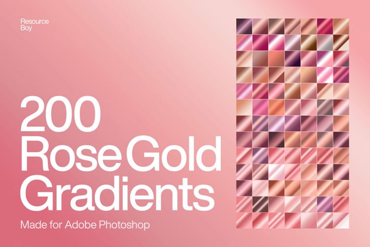 200款高质量香槟金玫瑰金PS渐变素材 Rose Gold