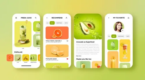绿色食品水果电商销售平台APP移动程序UI界面素材