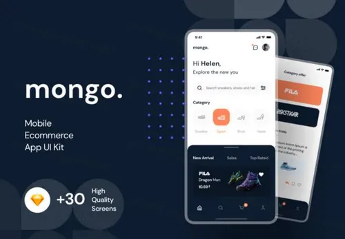 运动鞋移动电商平台商店APP界面UI素材 Mongo App UI K