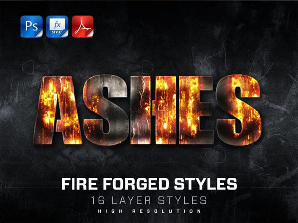 一款火焰游戏特效字体模板样式 vV5Photoshop fire te