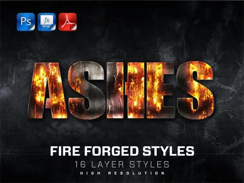 一款火焰游戏特效字体模板样式 vV5Photoshop fire te