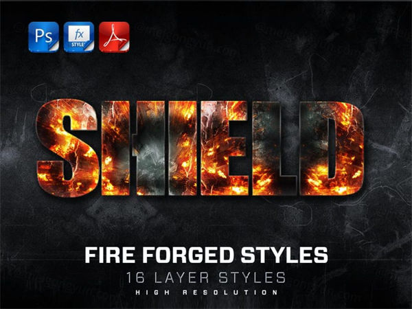 一款火焰游戏特效字体模板样式V2Photoshop fire text