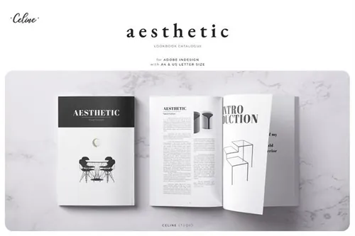 欧美时尚杂志ID模版素材 Aesthetic - Catalogue Template