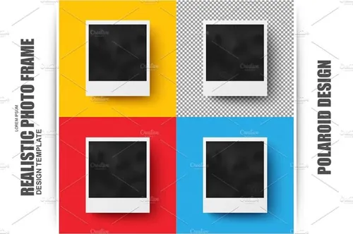 宝丽来相框设计素材Set Realistic Photo Frame Polaroid