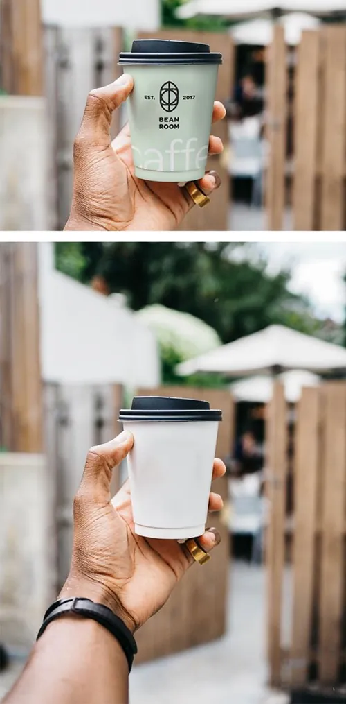 咖啡厅外带手持咖啡杯身品牌广告贴图展示模版 Hand Holding Cup Mockup