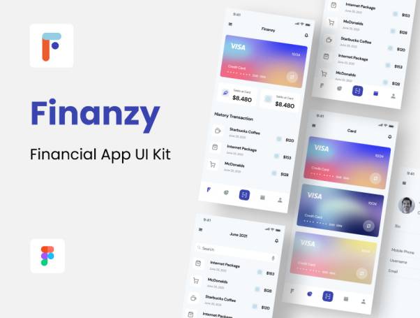 极简主义金融理财记账簿移动APP界面UI素材 Finanzy - Fi