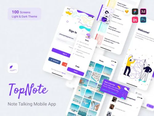 会说话的日记移动APP程序界面UI素材 TopNote - Note