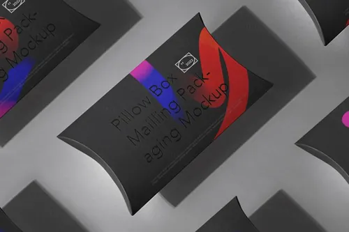 高质量枕型纸盒食品包装设计贴图展示样机模板 Pillow P