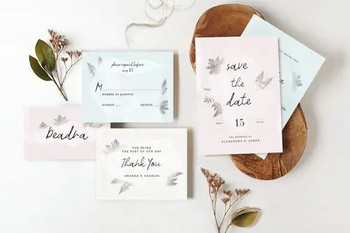 精致手绘植物插画婚礼请柬邀请函设计模板 Watercolor-Sprigs-Wedding-Suite