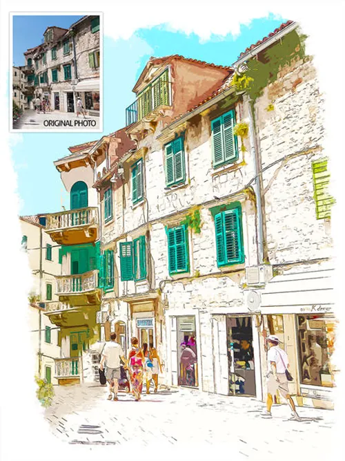 转水粉画PS动作Urban Sketch ps Actions