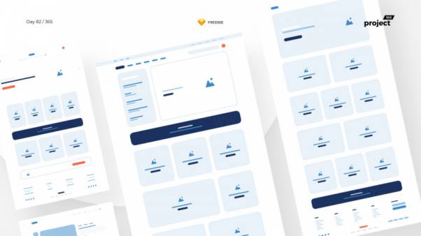 电子商务网站线框原型UI套件 iComm eCommerce Wireframe