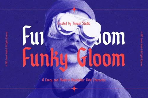 新复古酸性艺术哥特海报杂志排版英文字体 Funky Gloom - Fancy Black letter