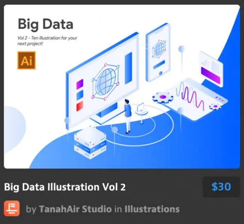 互联网数据说明插画Big Data Illustration Vol