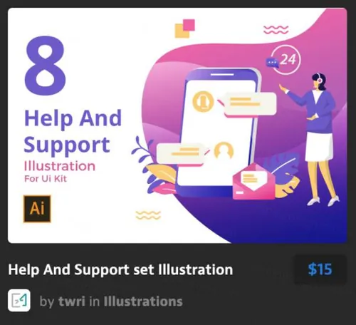 帮助和支撑设置图Help And Support set Illust