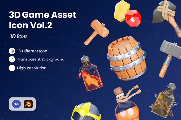 三维渲染头盔斧头勋章奖杯角色扮演游戏主题元素3D插画素材 3