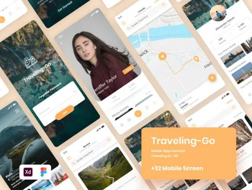 高品质旅游交友博客移动平台APP界面UI素材 Traveling-Go
