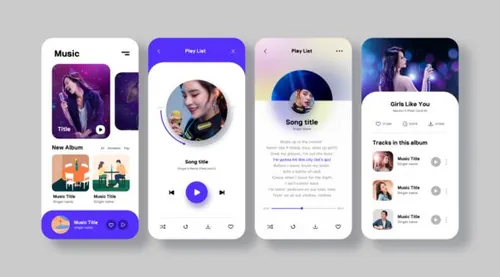时尚音乐播放器APP移动程序UI界面素材