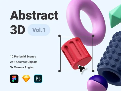 大型抽象可拖拽元素图形合辑包 Abstract 3D
