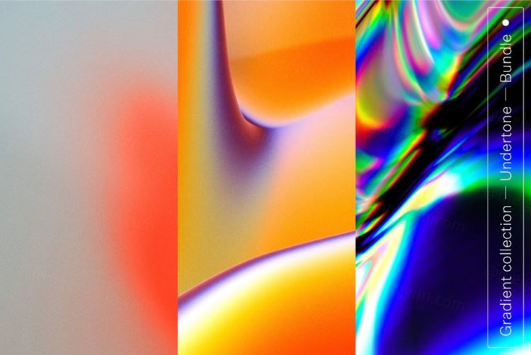 未来科技迷幻抽象镭射全息渐变颗粒感纹理背景素材合辑包 Und