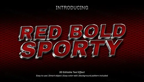 红色金属三维立体字体特效文本可编辑PSD样机模板素材 3d editable text effect