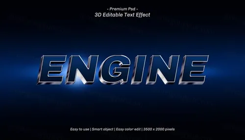 金属三维立体字体特效文本可编辑PSD样机模板素材 3d editable text effect