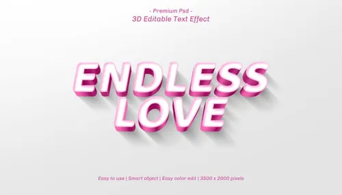 无尽的爱三维立体字体特效文本可编辑PSD样机模板素材 3d editable text effect