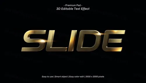 三维黄金立体字体特效文本可编辑PSD样机模板素材 3d editable text effect