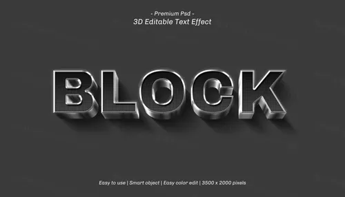 三维金属立体字体特效文本可编辑PSD样机模板素材 3d editable text effect